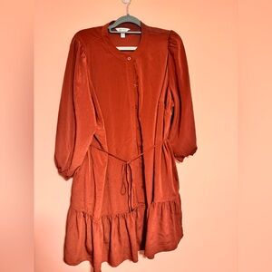 Nine West Terracotta Button-Up Dress